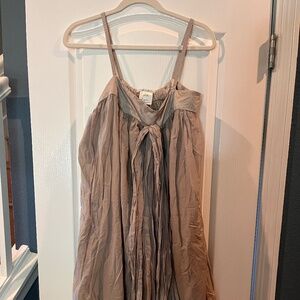 Tony Cohen designer silk/cotton dress size 4 / S in beige grey/
